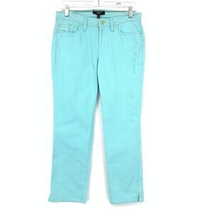 Talbots Flawless Fit Womens Pants 4P Straight Leg Ankle Aqua Stretch Twill